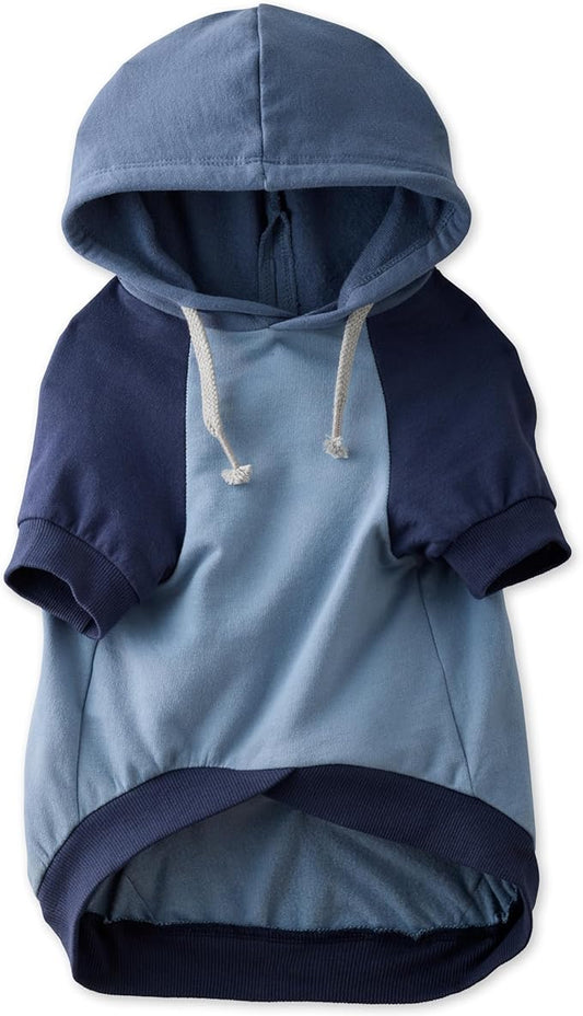 100% Organic Cotton Rocky - The Comfy Dog Hoodie Pet Coat for Small, Medium and Large Dogs, Navy Color Block, Small