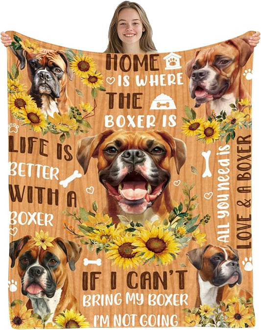 Boxer Dog Gifts for Women Men, Soft Flannel Boxer Blanket Gifts for Boxers Fighters, Ideal Boxer Gifts for Dog Lovers, Boxer Lover Gifts for Boxer Dog Blanket on Birthday, 50"x60"