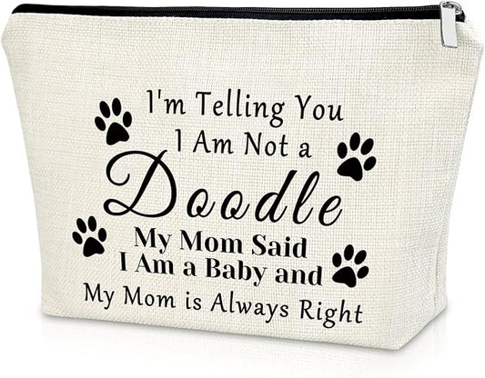 Sazuwu Doodle Mom Gift Doodle Dog Lover Gift Makeup Bag Mother's Day Gift for Doodle Mom Birthday Gifts for Friend Female Cosmetic Bag Doodle Dog Owner Gifts Christmas Gifts Cosmetic Travel Pouch