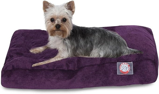 Majestic Pet Shredded Memory Foam Dog Bed Medium with Removable Washable Cover – Rectangle Orthopedic Dog Bed–Durable Dog Crate Bed-Flat Dog Bed for Senior Dogs - (35x29) M - Villa - Aubergine