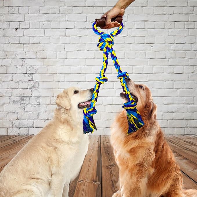 Large Dog Rope Toys for Aggressive Chewers - Pitbull Tug of War, Heavy Duty, Outdoor, Medium to Large Breed Dog Chew Rope with Handle