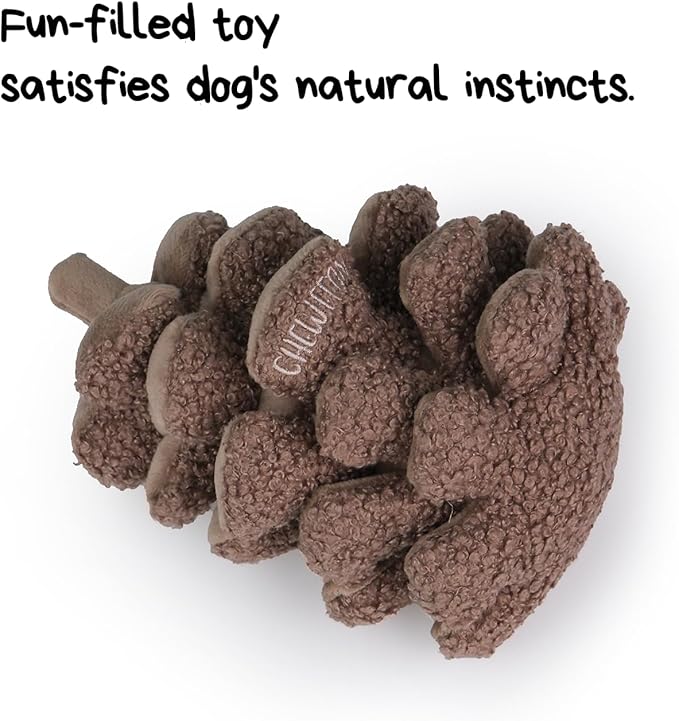 Plush Pinecone Dog Toys-Interactive, Squeaky, Snuffle, Treat Dispensing, Nose Work Game for Small and Medium Dogs