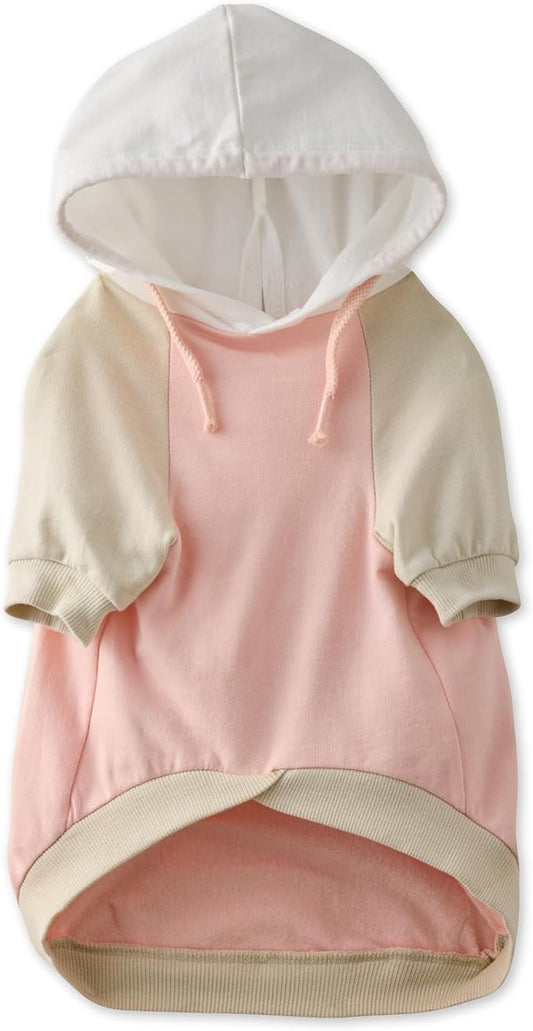 100% Organic Cotton Rocky - The Comfy Dog Hoodie Pet Coat for Small, Medium and Large Dogs, Pink Color Block, Medium