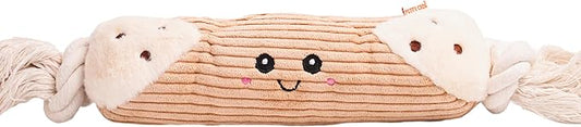 Squeaky Dog Plush Toy, Bakery Bite_Stick Collection, 12", for Various Sized Dogs (Cannoli, Large)