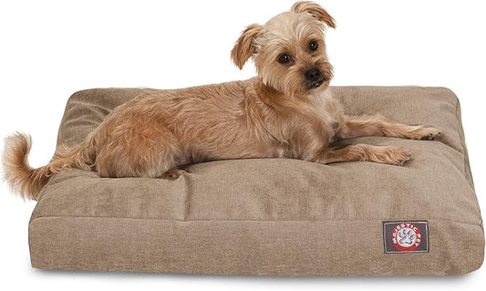 Majestic Pet Shredded Memory Foam Dog Bed Medium with Removable Washable Cover – Rectangle Orthopedic Dog Bed–Durable Dog Crate Bed-Flat Dog Bed for Senior Dogs - (35x29) M - Villa - Pearl