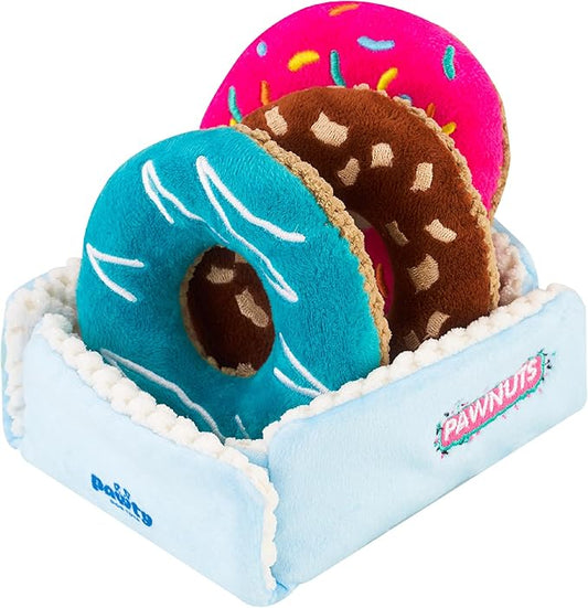 Donut Box Interactive Toy - Plush Interactive Food Shaped Parody Toy - Fetch Cute Chew Toy - Cute Dog Gifts for Favorite Dog Birthday