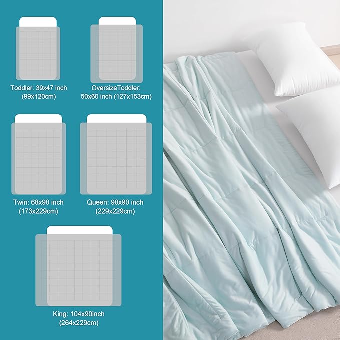 NTBAY Cooling Comforter King - Japanese Double-Sided Cold Tech Fabric Cooling Blanket for Hot Sleepers, Q-Max 0.45, All-Season Lightweight Blanket to Quickly Cool Down, 104x90 Inches, Aqua