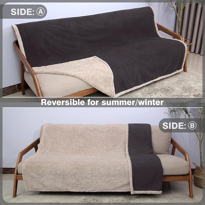 Catalonia Waterproof Bed Blanket for Intimacy, Love Couples Leakproof Bed Cover, Reversible Protector Squirt Blanket, Splash Stain Proof Blanket Pad for Adults, Washable, 80X90 inches, Brown