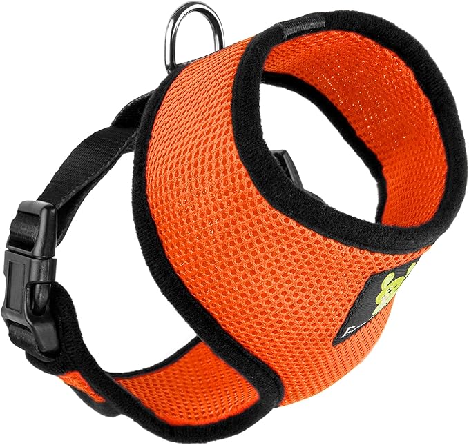 Classic Dog Harness Innovative Mesh No Pull No Choke Design Soft Double Padded Breathable Vest for Eco-Friendly Easy Control Walking Quick Release for Puppies Toy Breeds & Small Dogs (Small, Orange)