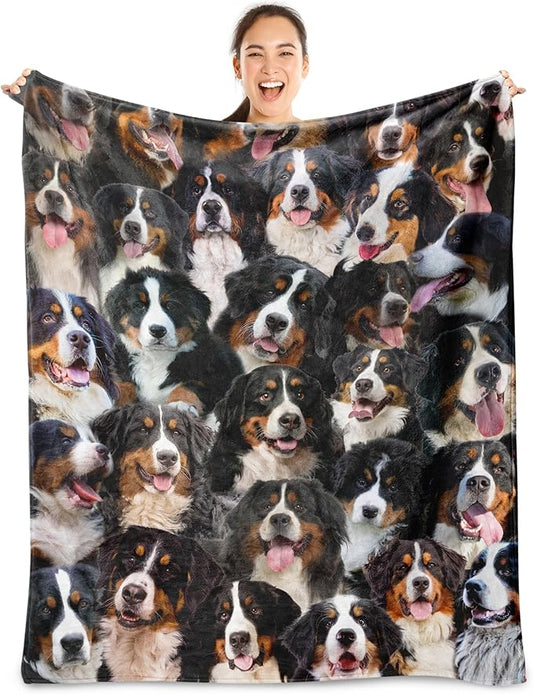 Bernese Mountain Dog Blanket,Bernese Mountain Gifts for Dog Lovers,Flannel Blanket Throws for Dog Mom Dad,Soft Blankets for Sofa Bed Home Decor,Gifts for Adult Men Women Halloween Christmas,60"x80"