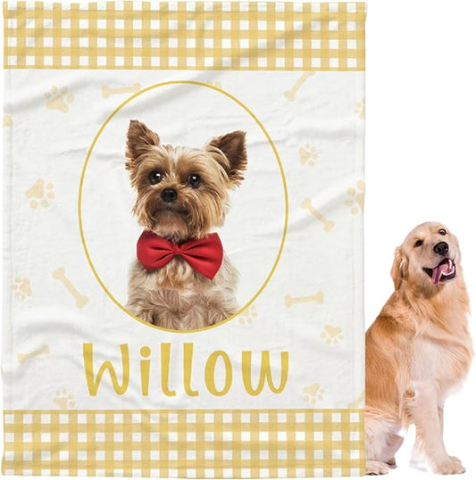 Personalized Pet Blanket,Custom Pet Blanket with Name Photo,Puppy Blanket Gift for Dogs Cats Lovers Mom Dad,Soft Cozy Fleece Throw for Bed Sofa Travel Large 80"x60"