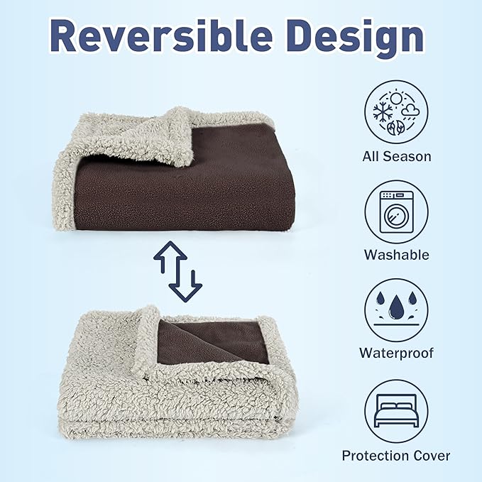 Catalonia Waterproof Bed Blanket for Intimacy, Love Couples Leakproof Bed Cover, Reversible Protector Squirt Blanket, Splash Stain Proof Blanket Pad for Adults, Washable, 80X90 inches, Brown