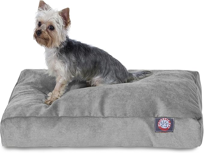 Majestic Pet Shredded Memory Foam Dog Bed Large with Removable Washable Cover – Rectangle Orthopedic Dog Bed–Durable Dog Crate Bed-Flat Dog Bed for Senior Dogs - (44x36) L - Villa - Vintage