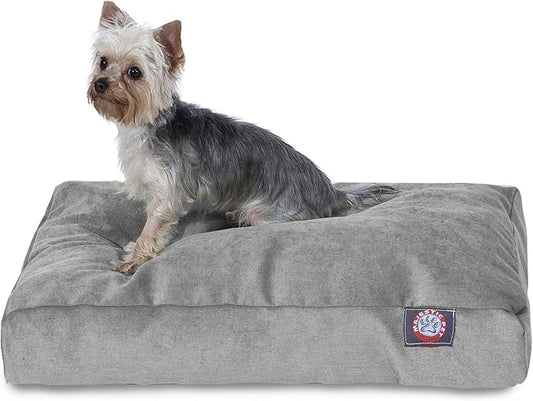 Majestic Pet Shredded Memory Foam Dog Bed Large with Removable Washable Cover – Rectangle Orthopedic Dog Bed–Durable Dog Crate Bed-Flat Dog Bed for Senior Dogs - (44x36) L - Villa - Vintage