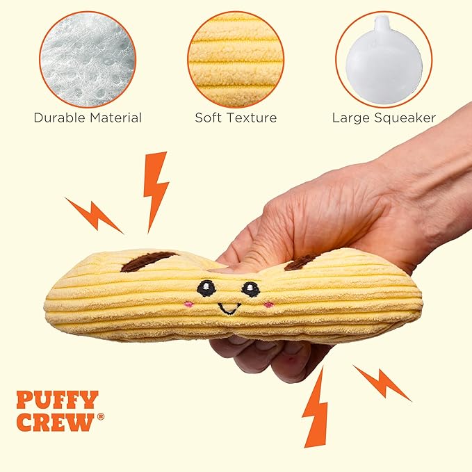 Squeaky Dog Plush Toy, Bakery Bite_Stick Collection, 8'', for Small and Medium Dogs (Baguette, Small)