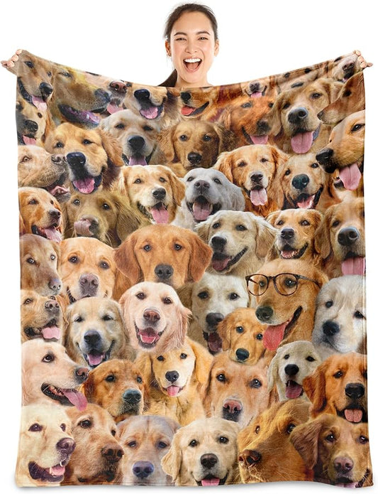 Golden Retriever Dog Blanket,Golden Retriever Gifts for Dog Lovers,Flannel Blanket Throws for Dog Mom Dad,Soft Blankets for Sofa Bed Home Decor,Gifts for Adult Men Women Halloween Christmas,60"x80"