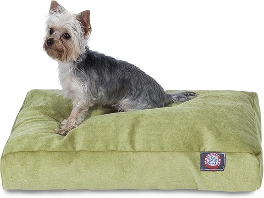 Majestic Pet Shredded Memory Foam Dog Bed Medium with Removable Washable Cover – Rectangle Orthopedic Dog Bed–Durable Dog Crate Bed-Flat Dog Bed for Senior Dogs - (35x29) M - Villa - Apple