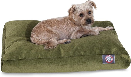 Majestic Pet Shredded Memory Foam Dog Bed Small with Removable Washable Cover – Rectangle Orthopedic Dog Bed–Durable Dog Crate Bed-Flat Dog Bed for Senior Dogs - (27x20) S - Villa - Fern
