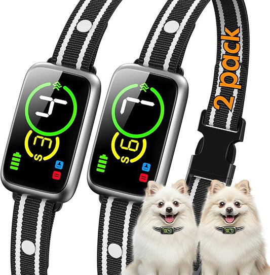 Bark Collar, Smart Dog Bark Collar, Automatic Bark Collar for Small Dogs 5-15lbs, Medium, Large Dogs, Humane Stop Anti-Barking with Beep, Vibration & 7 Adjustable Sensitivity, IP67 2 Pack