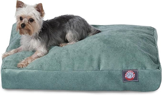 Majestic Pet Shredded Memory Foam Dog Bed Large with Removable Washable Cover – Rectangle Orthopedic Dog Bed–Durable Dog Crate Bed-Flat Dog Bed for Senior Dogs - (44x36) L - Villa - Azure