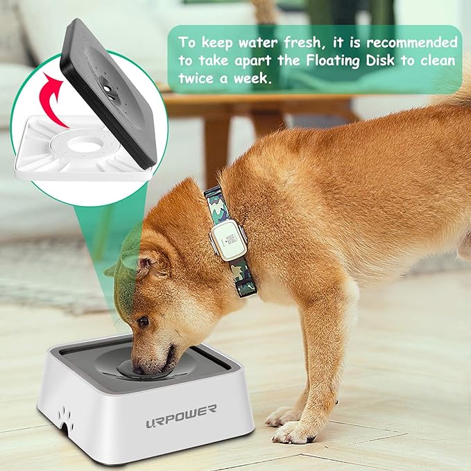 URPOWER 2.5L Dog Water Bowl 85oz Large Capacity Dog Bowls No Spill Pet Water Dispenser for Messy Drinkers Splash Proof Slow Feeder Vehicle Carried Travel Bowl for Dogs, Cats &Pets