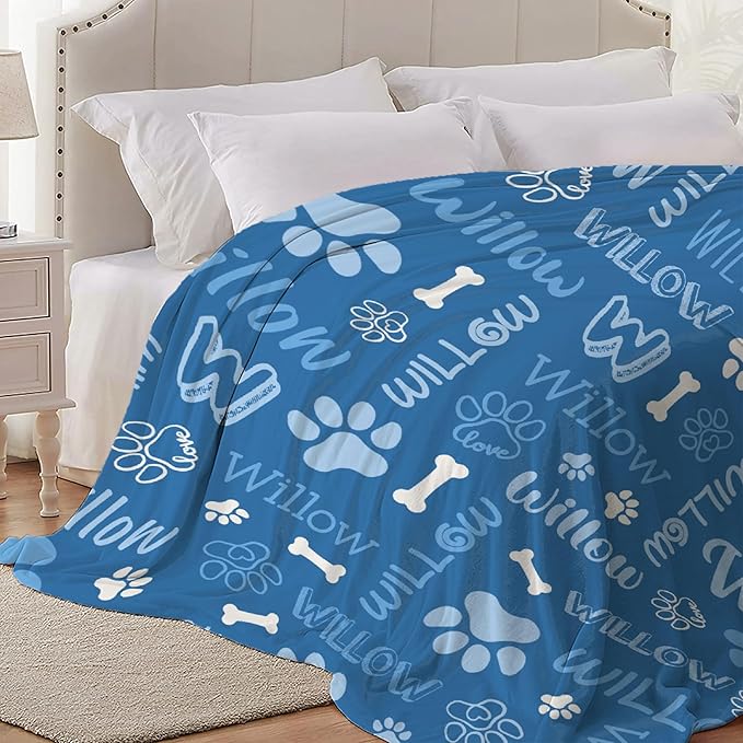 Personalized Pet Blanket,Custom Pet Blanket with Name Photo,Puppy Blanket Gift for Dogs Cats Lovers Mom Dad,Soft Cozy Fleece Throw for Bed Sofa Travel Large 80"x60"