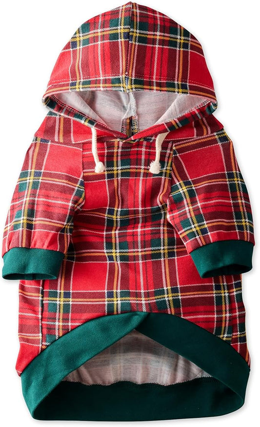 100% Organic Cotton Rocky - The Comfy Dog Hoodie Pet Coat for Small, Medium and Large Dogs, Royal Stewart Plaid, Medium