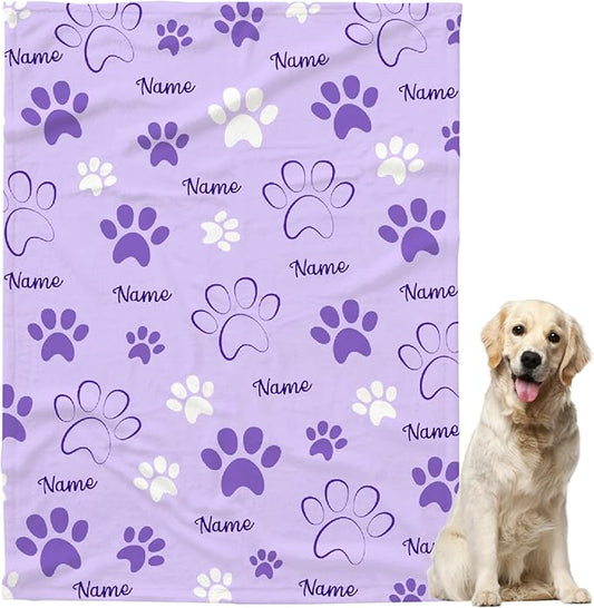 Personalized Pet Blanket,Custom Pet Blanket with Name Photo,Puppy Blanket Gift for Dogs Cats Lovers Mom Dad,Soft Cozy Fleece Throw for Bed Sofa Travel Large 80"x60" for Adults