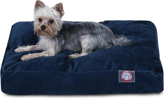 Majestic Pet Shredded Memory Foam Dog Bed Large with Removable Washable Cover – Rectangle Orthopedic Dog Bed–Durable Dog Crate Bed-Flat Dog Bed for Senior Dogs - (44x36) L - Villa - Navy