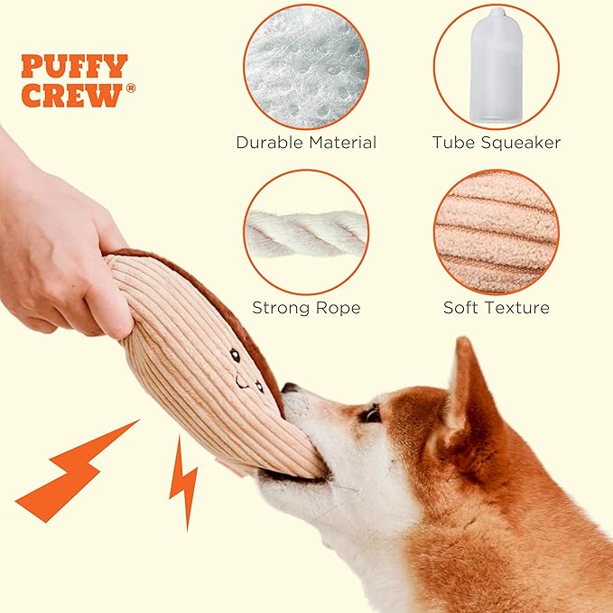 Squeaky Dog Plush Toy, Bakery Bite_Stick Collection, 12", for Various Sized Dogs (Eclair, Large)