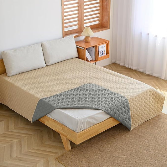 100% Double-Sided Waterproof Dog Bed Set Sofa Furniture Kid's Cat/Dog Blanket Sofa Pet Mattress, Dog Blanket for Couch Protection，Double-Sided (82"x102"(1 Per Pack), Beige/Grey)