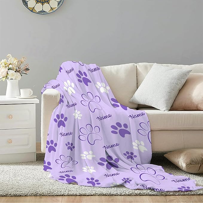 Personalized Pet Blanket,Custom Pet Blanket with Name Photo,Puppy Blanket Gift for Dogs Cats Lovers Mom Dad,Soft Cozy Fleece Throw for Bed Sofa Travel Large 80"x60" for Adults