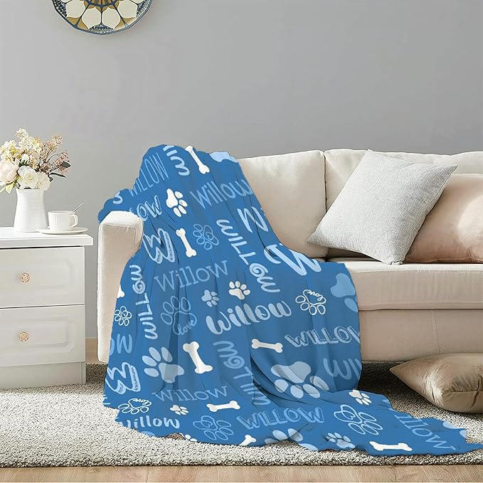 Personalized Pet Blanket,Custom Pet Blanket with Name Photo,Puppy Blanket Gift for Dogs Cats Lovers Mom Dad,Soft Cozy Fleece Throw for Bed Sofa Travel Small 50"x40"