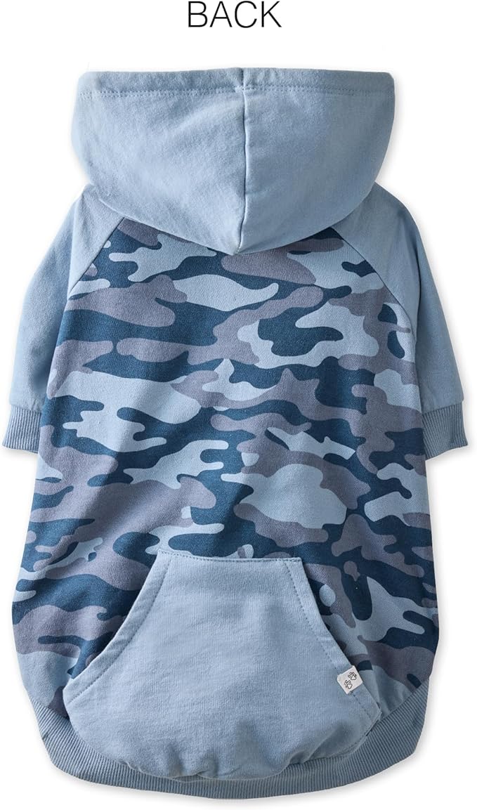 100% Organic Cotton Rocky - The Comfy Dog Hoodie Pet Coat for Small, Medium and Large Dogs, Navy Half Camo, X-Small