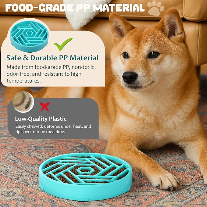 WHIPPY Slow Feeder Dog Bowl, Puzzle Maze Design to Slow Down Eating, 3-Cup Capacity, Anti-Gulping Food Bowl for Medium & Large Dogs,Sky Blue