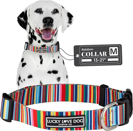 Lucky Love Dog - Adjustable Dog Collar with Easy Click Buckle for Small to Large Ones, Durable, & Comfortable for Male & Female Dogs, Pet Collar for Puppies & Adult Dogs - Hippie, Medium