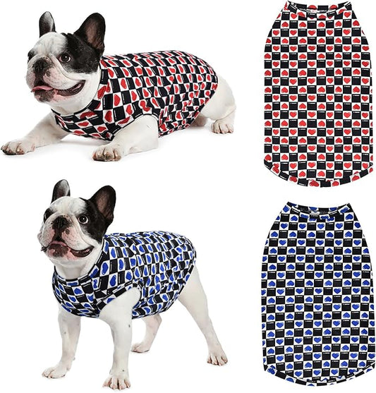 Dog Cooling Vest, Quick Dry Dog Summer Clothes Pet Vest Puppy Shirts, Sleeveless Dogs Cooling T-Shirts for Small Medium Large(Red Heart+Blue Heart, XL)