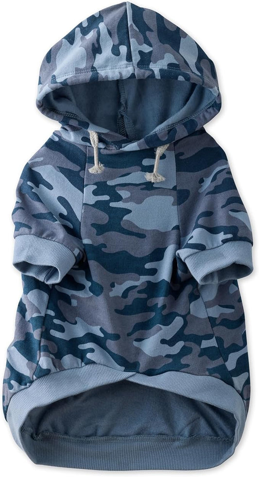 100% Organic Cotton Rocky - The Comfy Dog Hoodie Pet Coat for Small, Medium and Large Dogs, Navy Camo, X-Large