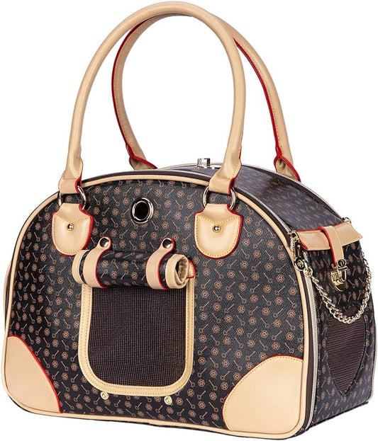 Adriene's Choice Luxury Pet Carrier, Puppy Small Dog Carrier, Cat Carrier Bag, Waterproof Premium PU Leather Carrying Handbag for Outdoor Travel Walking Hiking Shopping