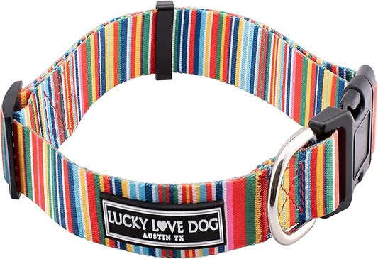 Lucky Love Dog - Adjustable Dog Collar with Easy Click Buckle for Small to Large Ones, Durable, & Comfortable for Male & Female Dogs, Pet Collar for Puppies & Adult Dogs - Hippie, Large