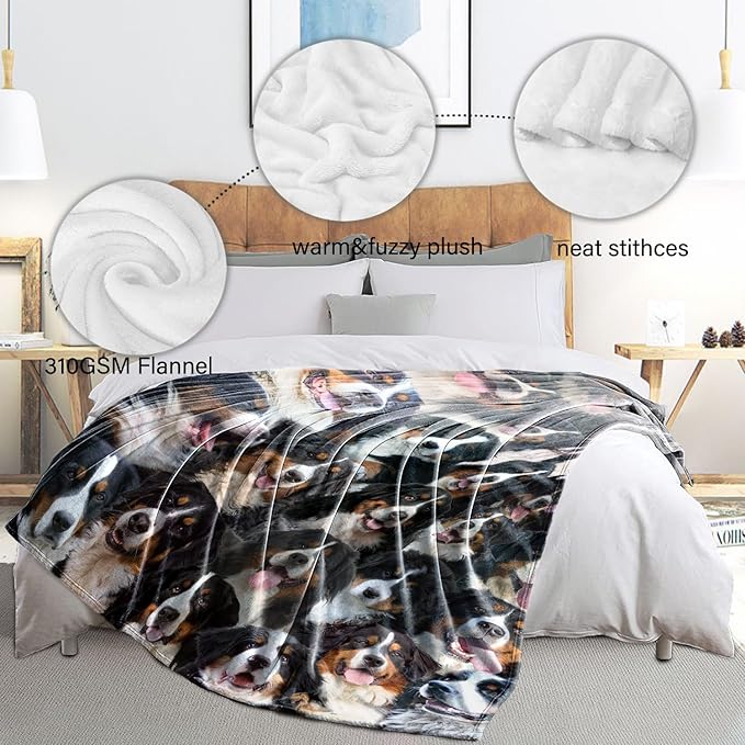 Bernese Mountain Dog Blanket,Bernese Mountain Gifts for Dog Lovers,Flannel Blanket Throws for Dog Mom Dad,Soft Blankets for Sofa Bed Home Decor,Gifts for Adult Men Women Halloween Christmas,60"x80"
