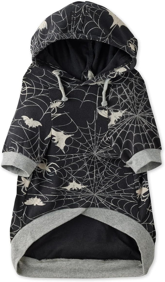 100% Organic Cotton Rocky - The Comfy Dog Hoodie Pet Coat for Small, Medium and Large Dogs, Batty Black, XX-Small