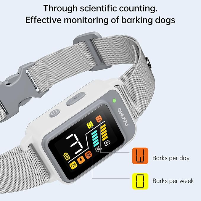 Bark Collar-Rechargeable Smart Barking Collar- Anti Bark Training Collar with Adjustable Sensitivity Beep Vibration Shock- Bark Shock Collar for Small Large Medium Dogs