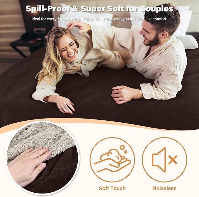 Catalonia Waterproof Bed Blanket for Intimacy, Love Couples Leakproof Bed Cover, Reversible Protector Squirt Blanket, Splash Stain Proof Blanket Pad for Adults, Washable, 80X90 inches, Brown