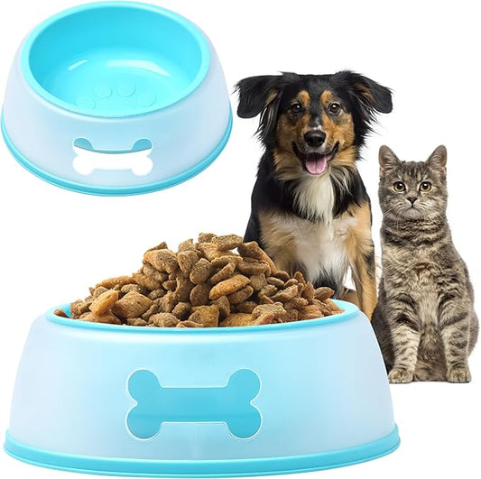 Noa Store Plastic Dog Feeding Station - Puppy Water Bowl Non-Spill - Accessories for Puppies - Double Layer Pet Bowl - Durable Hygienic Non-Skid Bowl - Blue