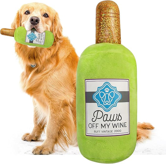Plush Dog Toy, Crinkle Dog Toy, Wine Bottle Pet Toy for Small Medium Large Dogs