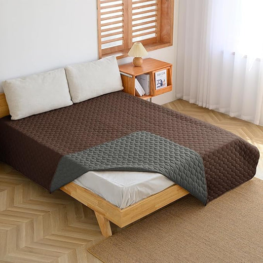 100% Double-Sided Waterproof Dog Bed Set Sofa Furniture Kid's Cat/Dog Blanket Sofa Pet Mattress, Dog Blanket for Couch Protection，Double-Sided (52"x82"(1 Per Pack), Coffee/Dark Grey)