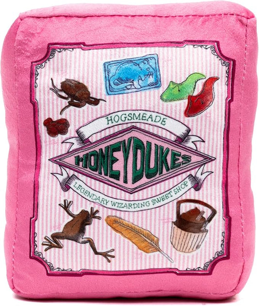 Buckle-Down The Wizarding World of Harry Potter Squeaky Plush Dog Toy for Large, Medium & Small Dogs, Honeydukes Sweet Shop Candy Box Replica, 3.5" x 7"