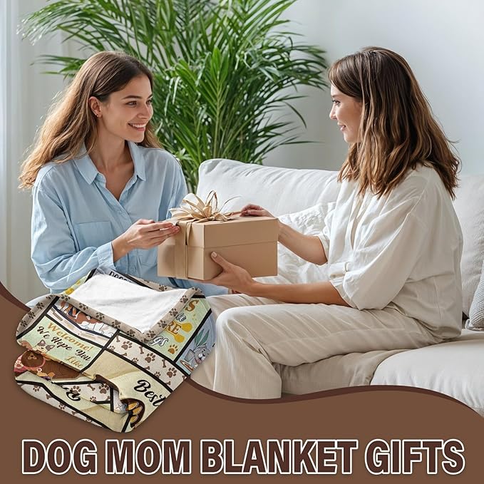 Dog Mom Gifts for Women, Dog Mom Blanket 50"X60", Gifts for Dogs Lovers, Best Dogs Mom Ever Throw Blanket