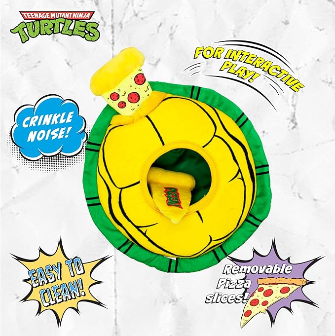 Teenage Mutant Ninja Turtle Official Merchandise | TMNT Toys | Nesting Plush Dog Toy | Turtle Shell with Pepperoni Pup Pizza| Great for Interactive Play